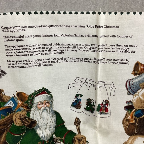 Vintage cotton Christmas fabric appliqués 4 Old World Santa Clauses - Picture 7 of 12